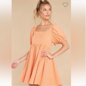 Mable Coral Puff Sleeve Summer Mini Dress size Small